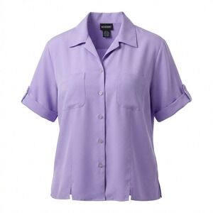 NOTATIONS SILK Blouse XL Lavender Periwinkle 100% Silk Minimalist Coastal Luxe